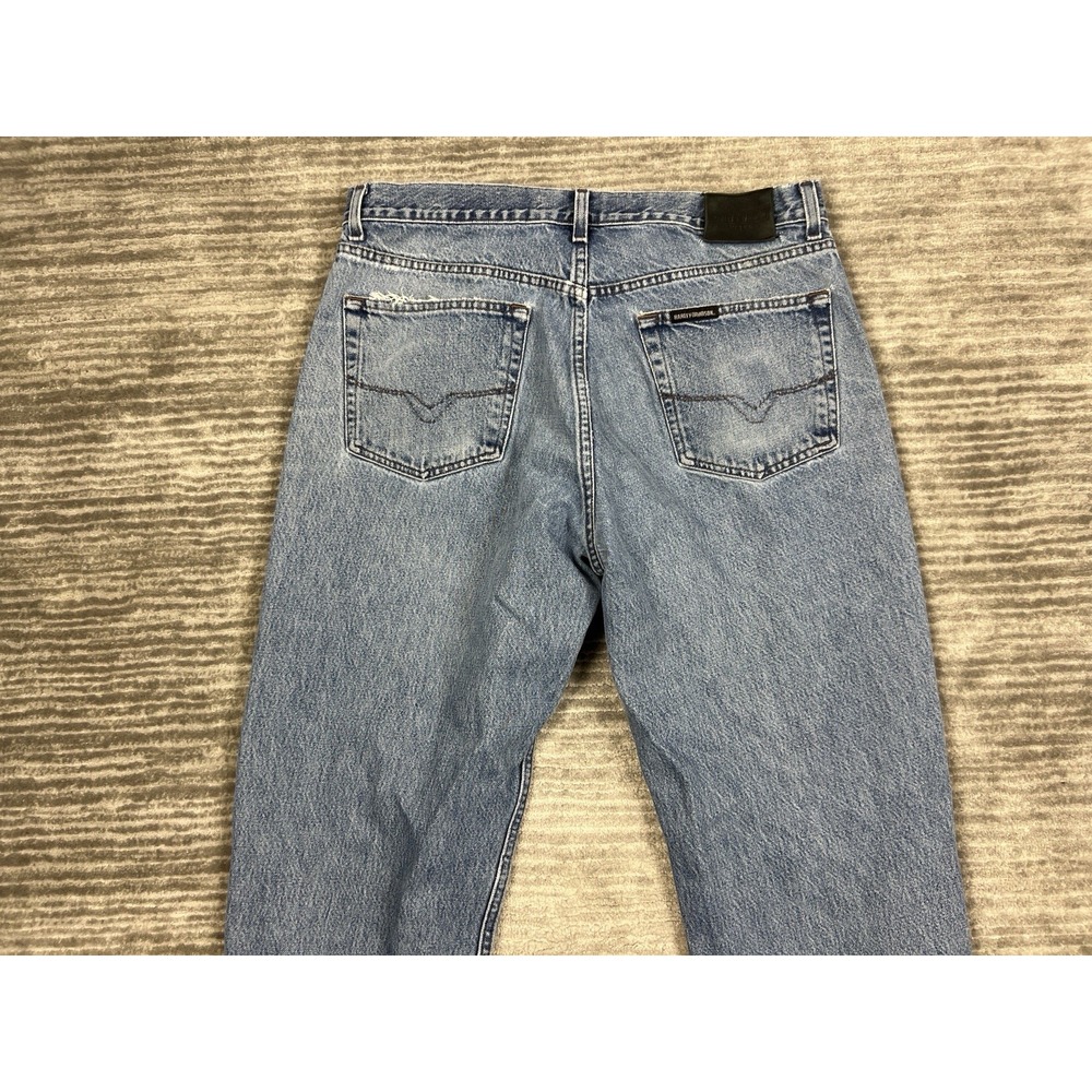 Harley‎ Davidson Jeans Mens 36x32 Blue Denim Destroyed Distressed - Picture 13 of 16